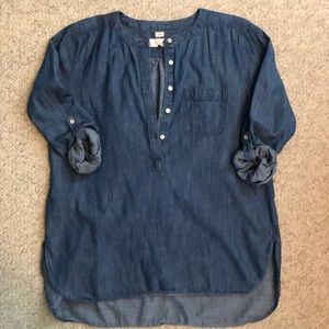 Denim long sleeve tunic w/rolled sleeves